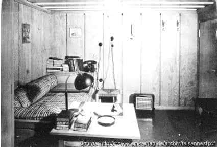 Original bunker interior showing Hitlers bedroom