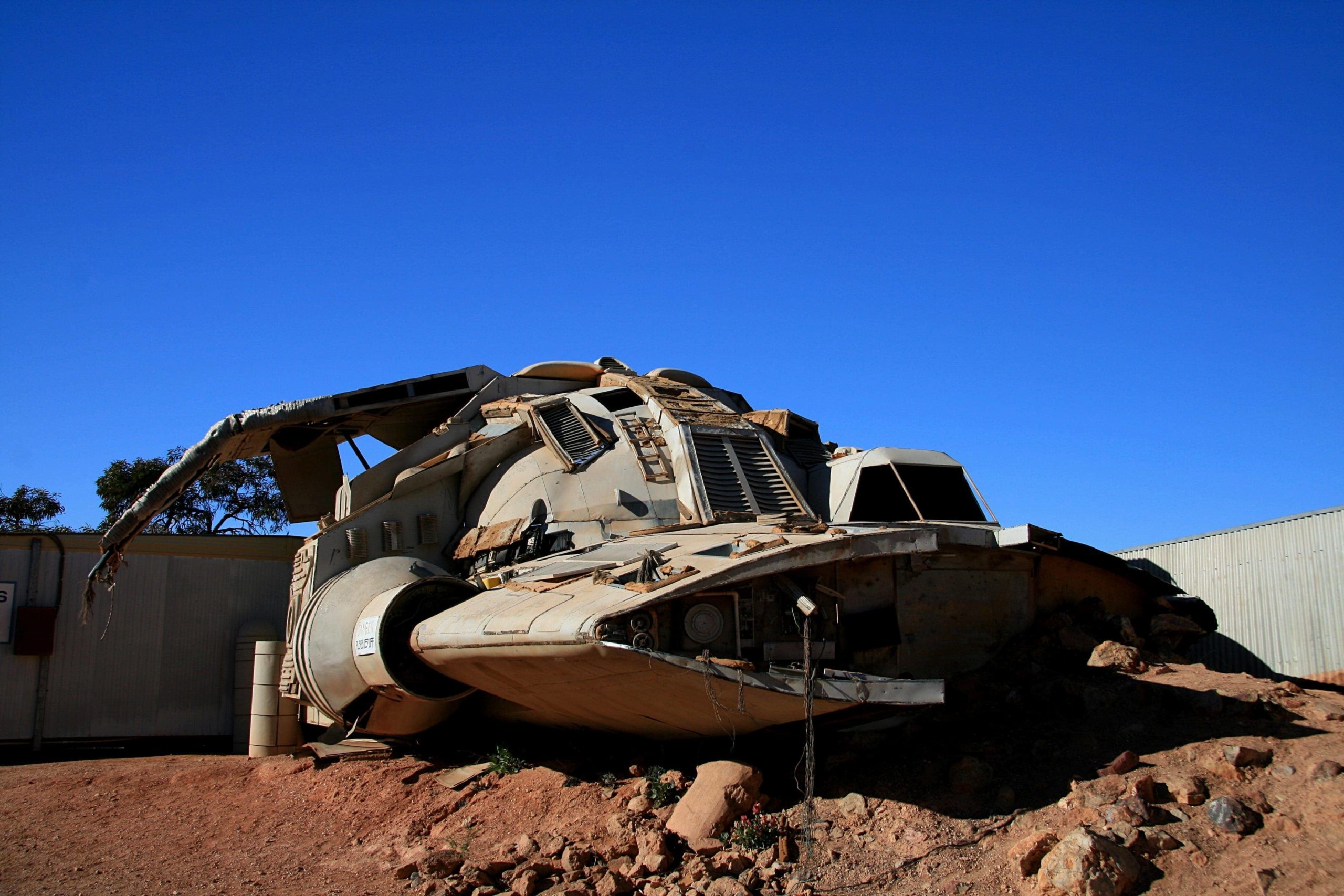 Pitch black spaceship Coober Pedy Australia