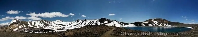 Blue Lake, Mount Ngauruhoe and Mount Tongariro Panoramic Blue Lake, Mount Ngauruhoe and Mount Tongariro Panoramic