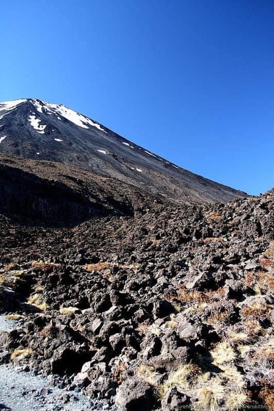 Lava flows with Mount Ngauruhoe in the background