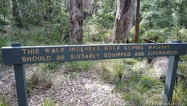 Warning sign at the start of the walk. Paying attention to these is a good tip!