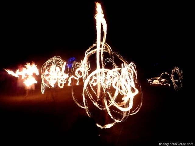Fire twirlers at an ouback festival