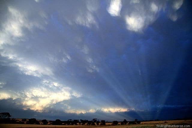 Anticrepuscular rays at sunset