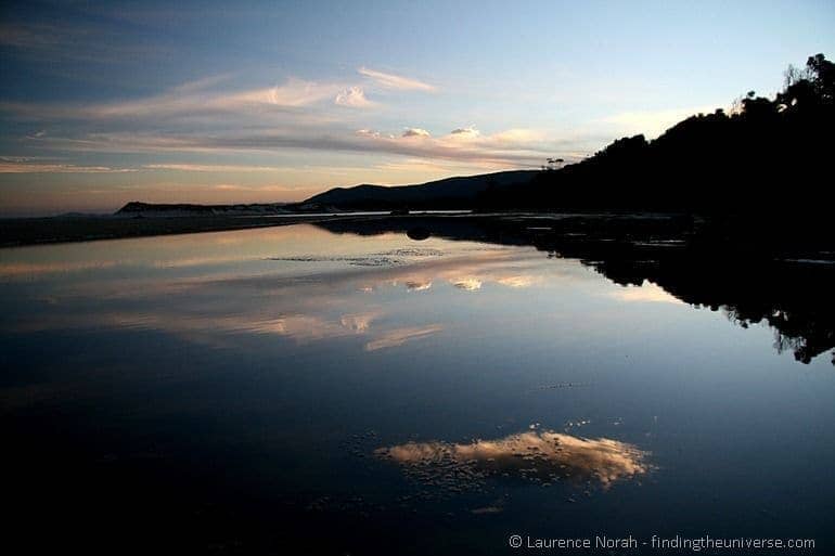 Cloud reflection lagoon beach Tasmania