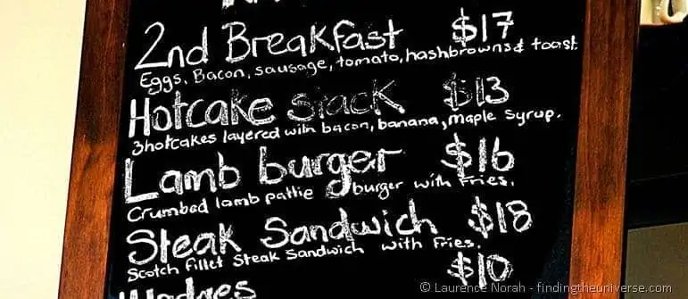 Menu prices Menu prices