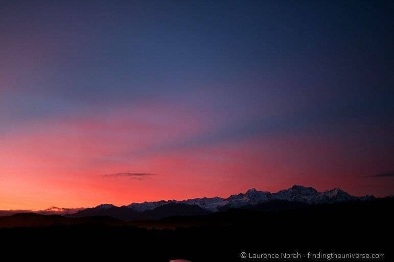 Sunrise over the Southern Alps