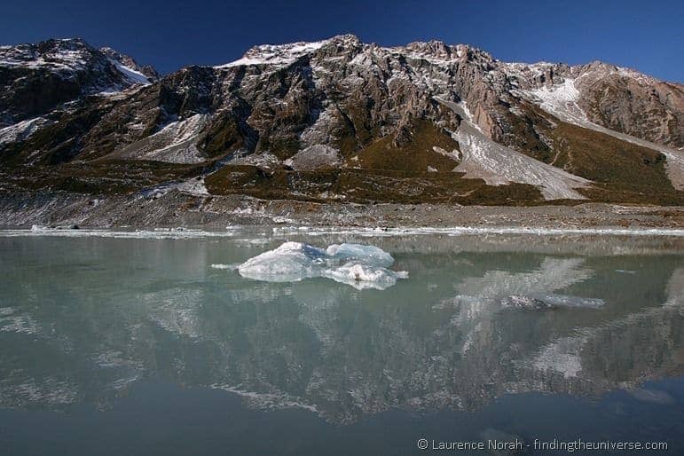 Iceberg floating in glacial hooker lake