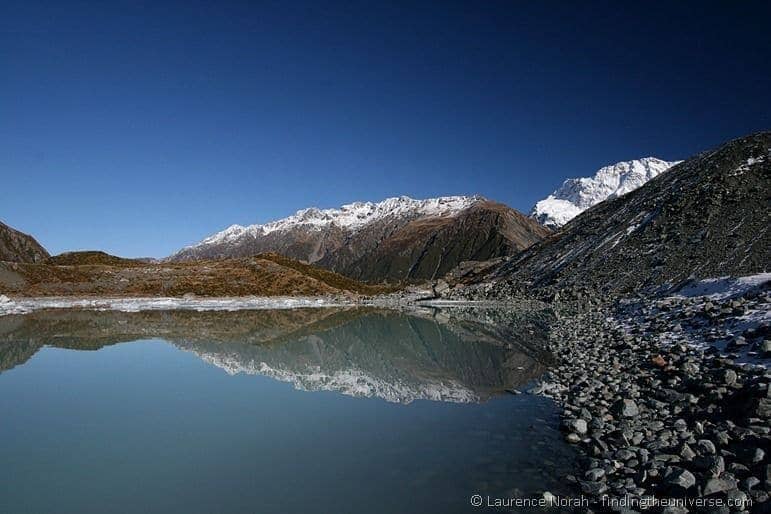 Lake reflections snow