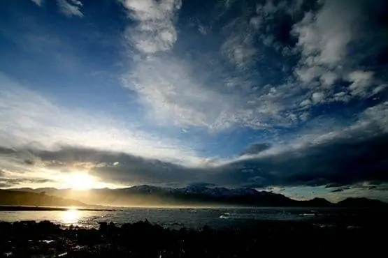 Mountains sea blue sjy sunset mist Kaikoura skyline