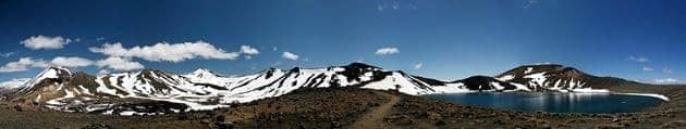 Blue Lake, Mount Ngauruhoe and Mount Tongariro Panoramic