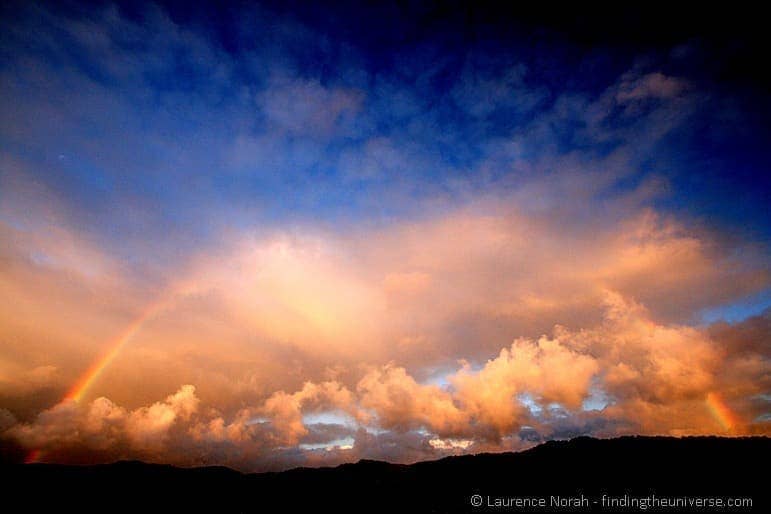 Sunset rainbow southern alps