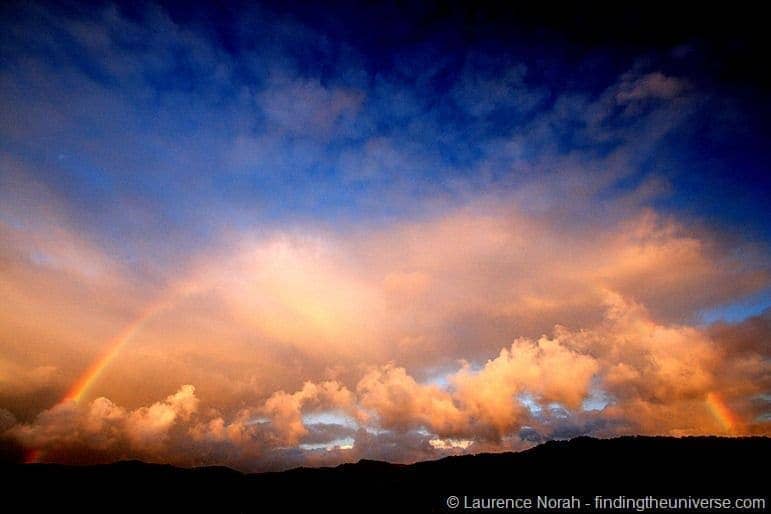 Sunset rainbow southern alps