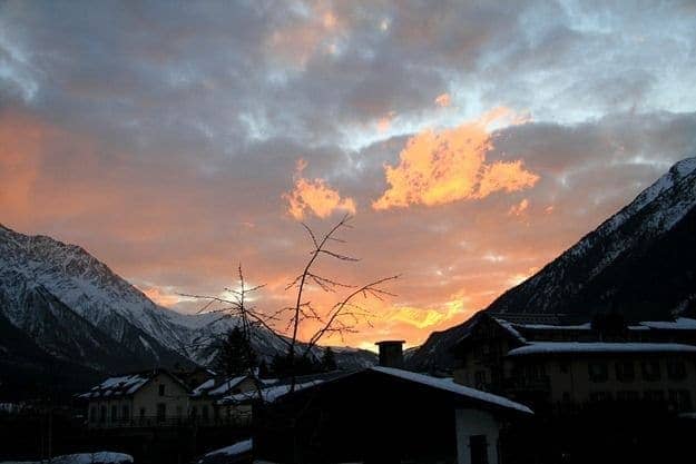 Chamonix at sunset