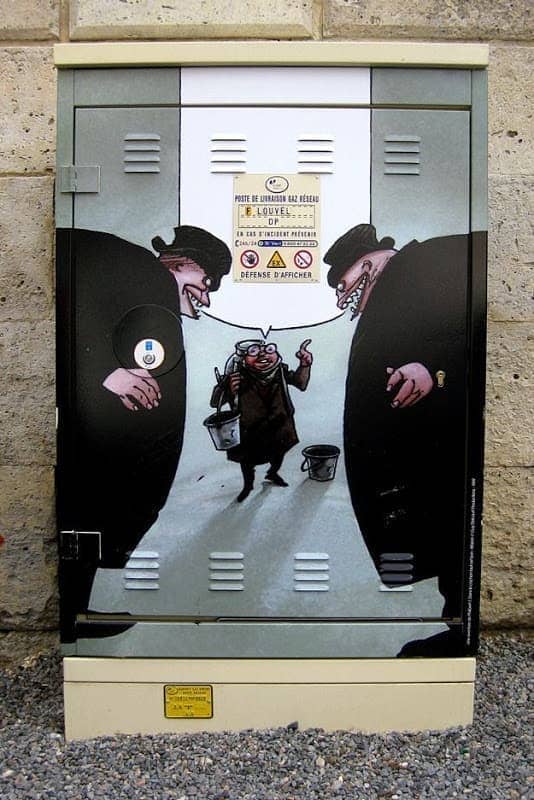 Street Art French Angouleme Two scary big men intimdating small man.png