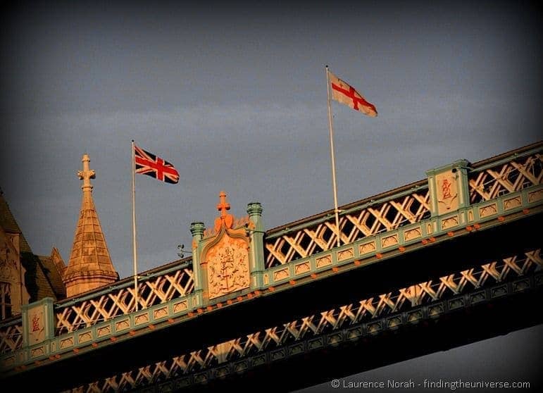 British flags on Tower Bridge