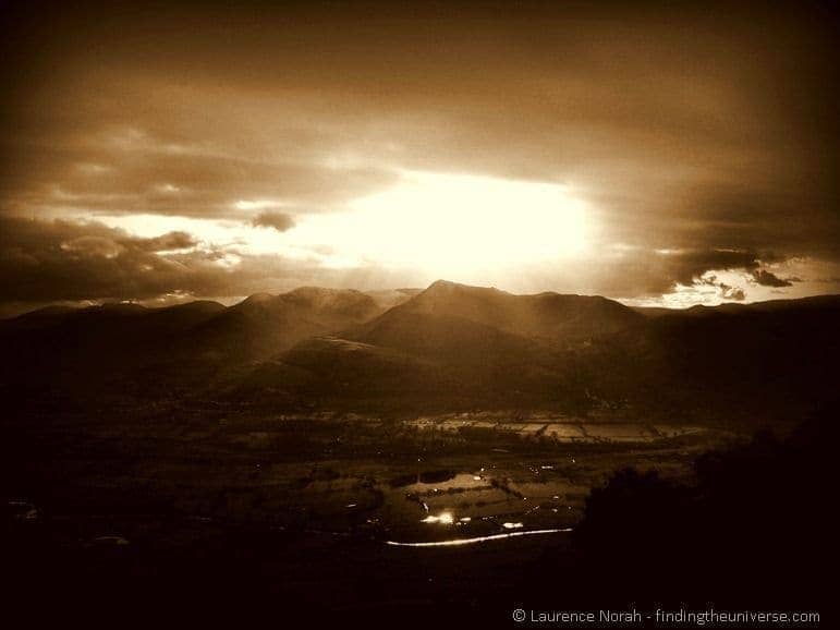 sepia sunset lakes