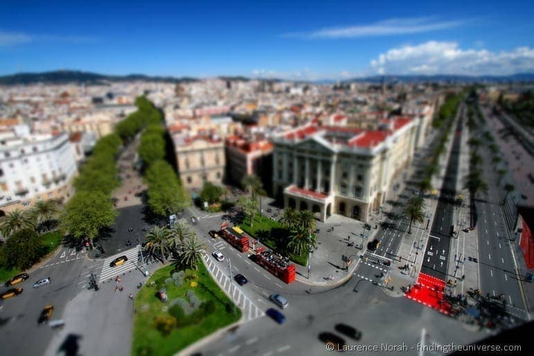 tilt shift from Colombo Statue barcelona 2