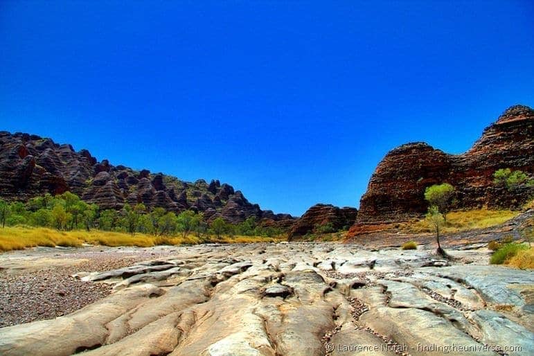 Purnululu bungle bungle rock formation dry river bed 3