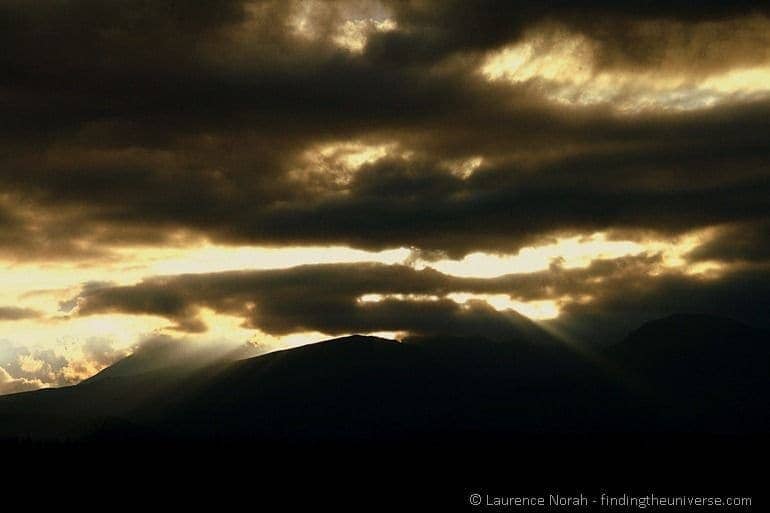 Crepuscular rays over Tongariro National Park