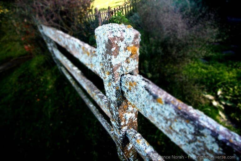Fake lichen covered fence post hobbiton New Zealand film set