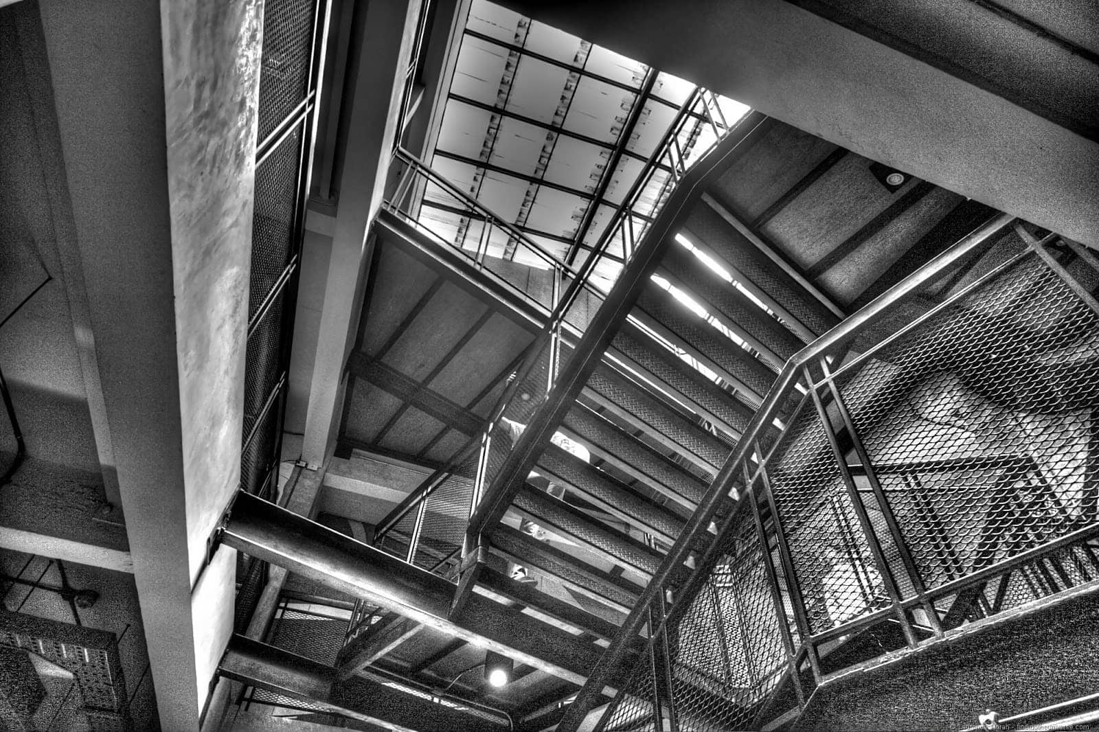 Industrial style happenings at Lub d Silom Bangkok Thailand black and white