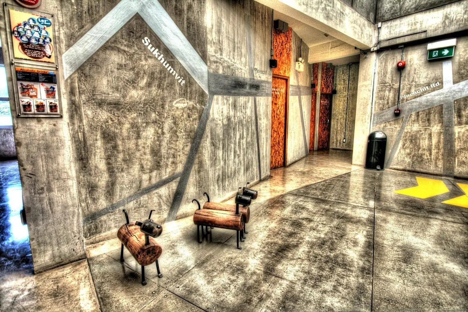 Upstairs Lub d hostel Bangkok wooden dogs