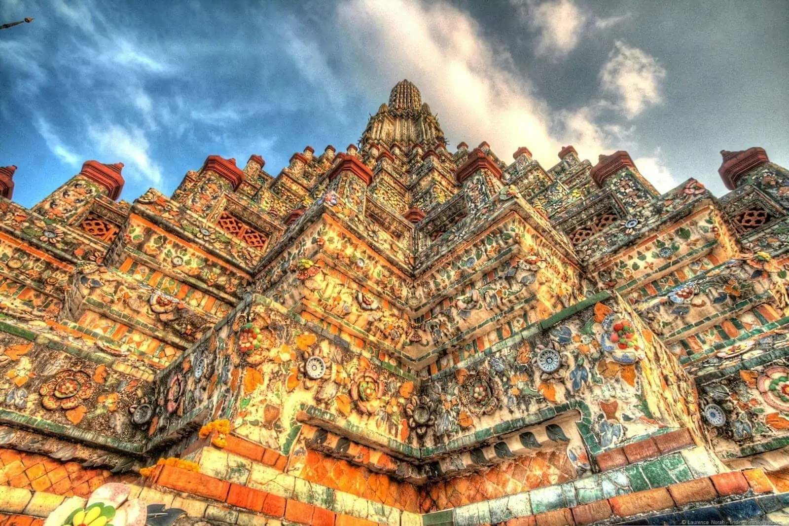 Wat Arun temple Thailand Bangkok sunset close up