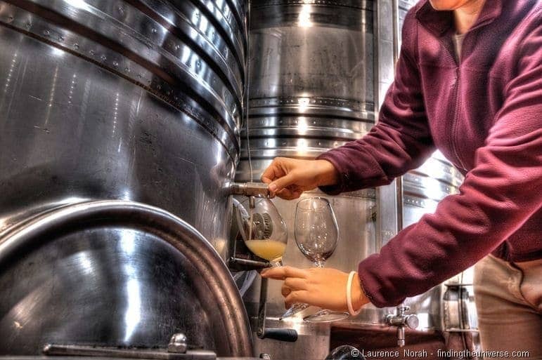 Wine poured straight from the fermentation