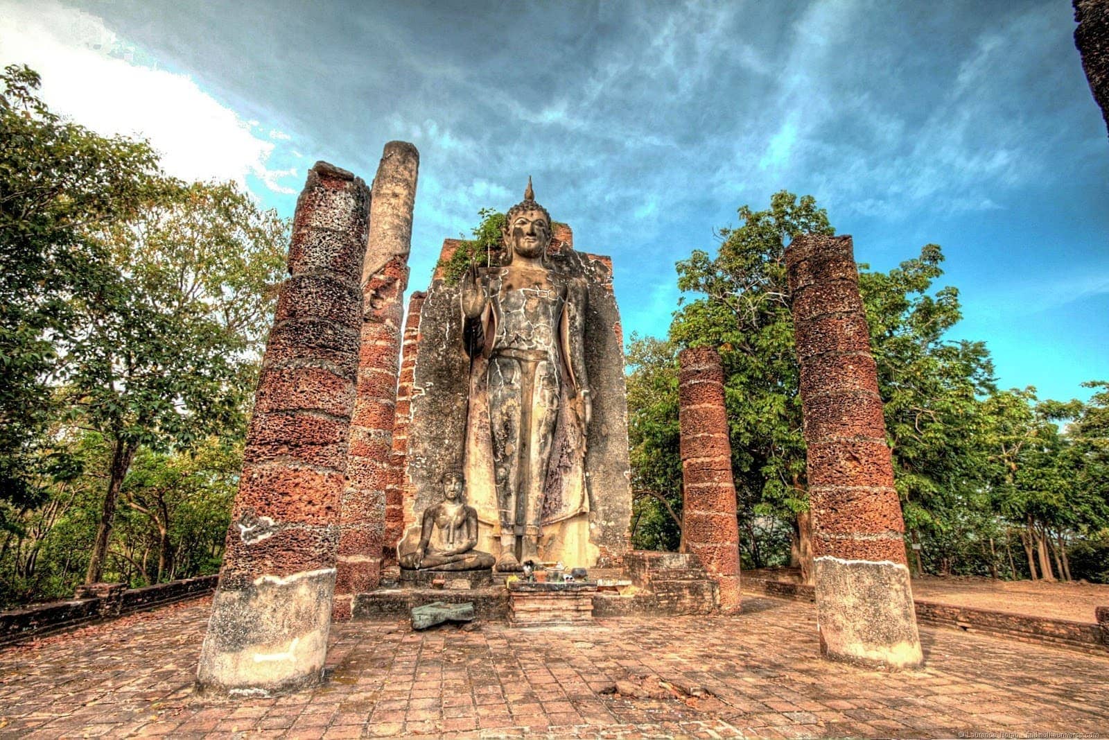 Buddha statue on hill Sukhothai Thailand