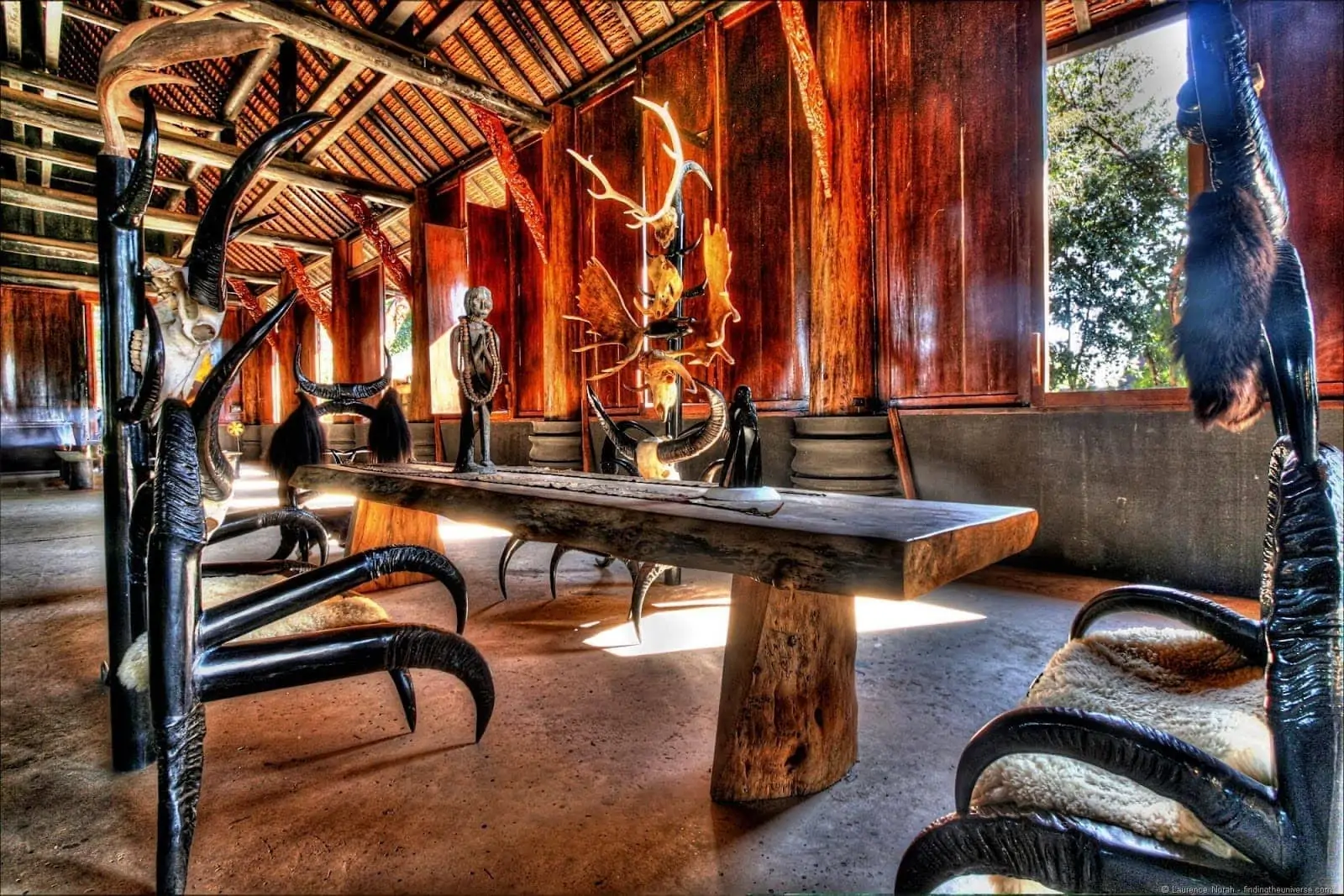 Black temple Chiang Rai interior hall table and chair
