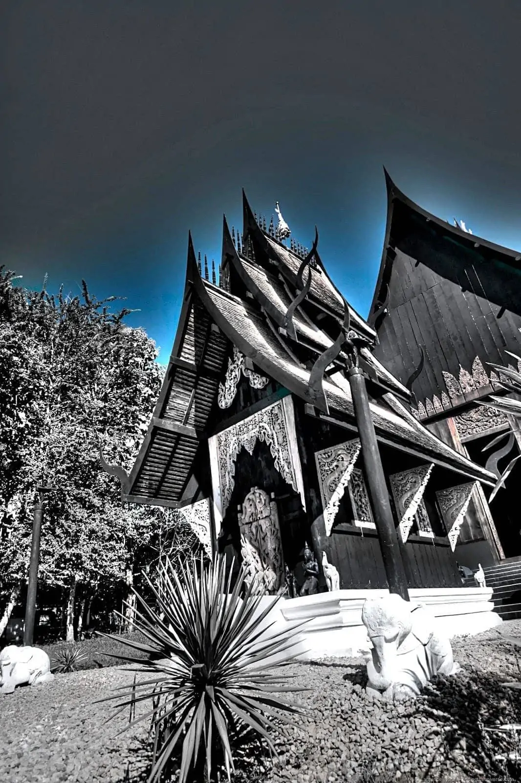 Blue-tinged black temple Chiang Rai Thailand
