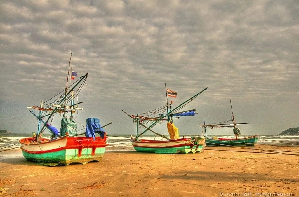 Fishing Boats on Hua Hin Beach Thailand 2 Fishing Boats on Hua Hin Beach Thailand 2