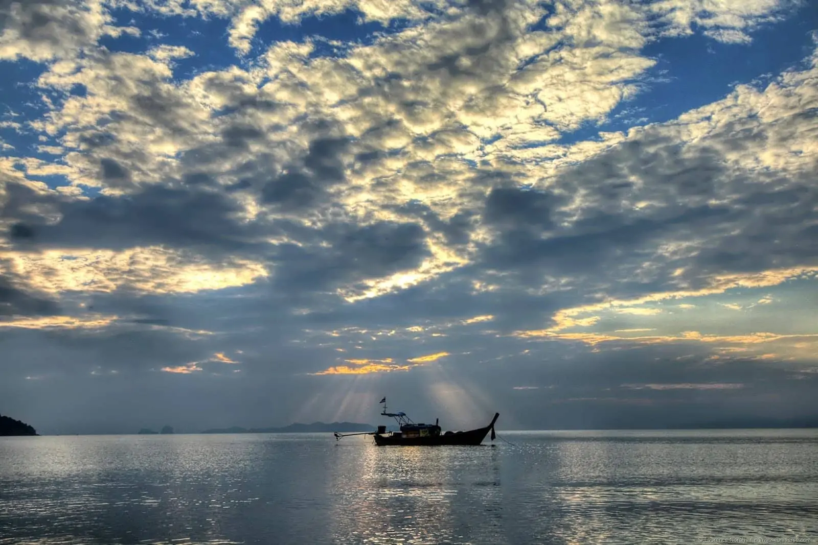 Boat sunset Thailand rays sea islands Andaman coast