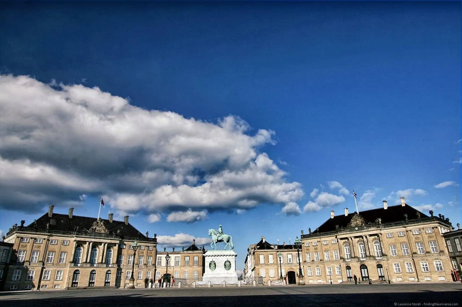 Royal palaces and Horse statue Copenhagen clouds Royal palaces and Horse statue Copenhagen clouds