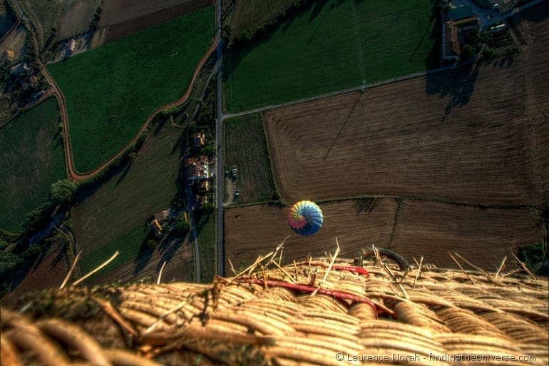 Looking down from a balloon to another balloon