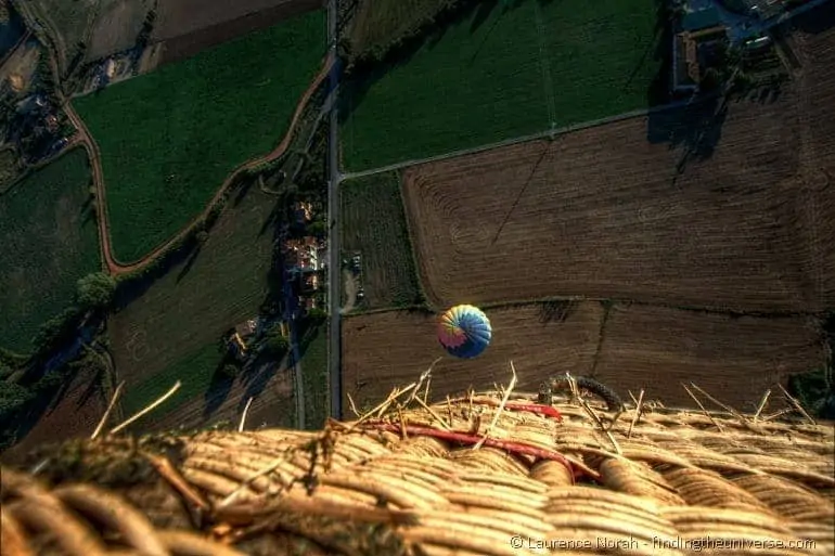 Looking down from a balloon to another balloon Looking down from a balloon to another balloon