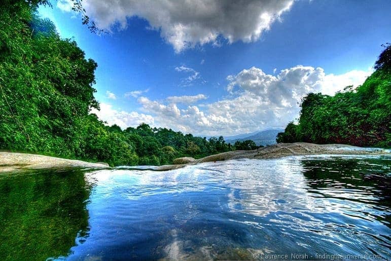 Pool at top of Namtok Karom waterfall level 7 Khao Luang National Park Thailand