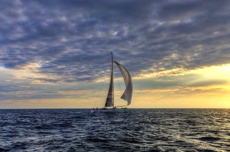 Sail boat at sunrise