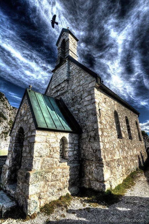 Freaky church and crow Bavaria