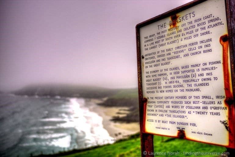 Blasket islands sign Dingle Peninsula