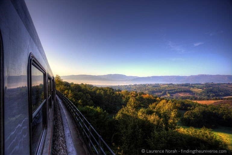 View from train Molise mist