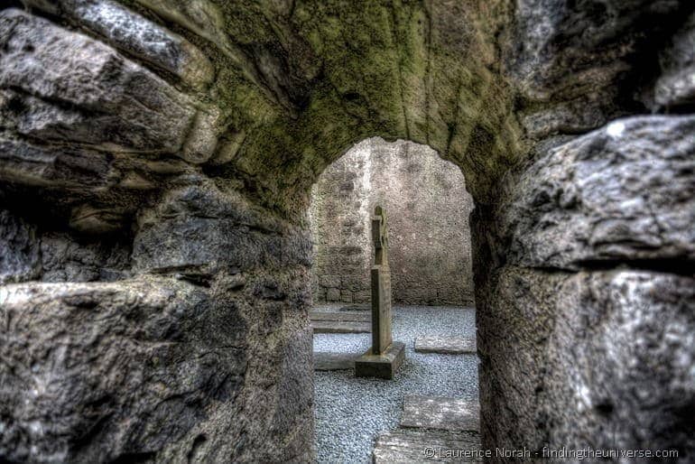 Celtic cross ruined abbey ireland