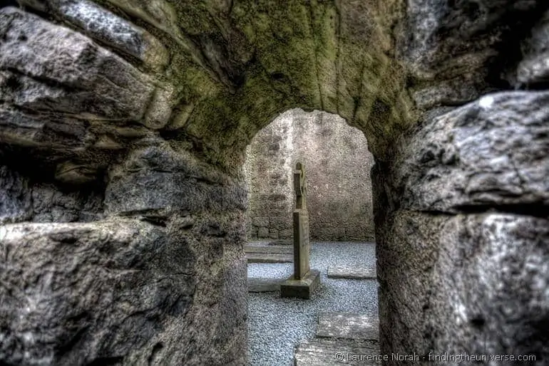 Celtic cross ruined abbey ireland