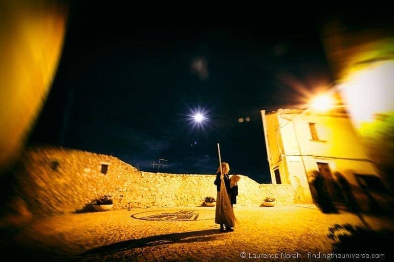 Witch in square night of witches Italy abruzzo