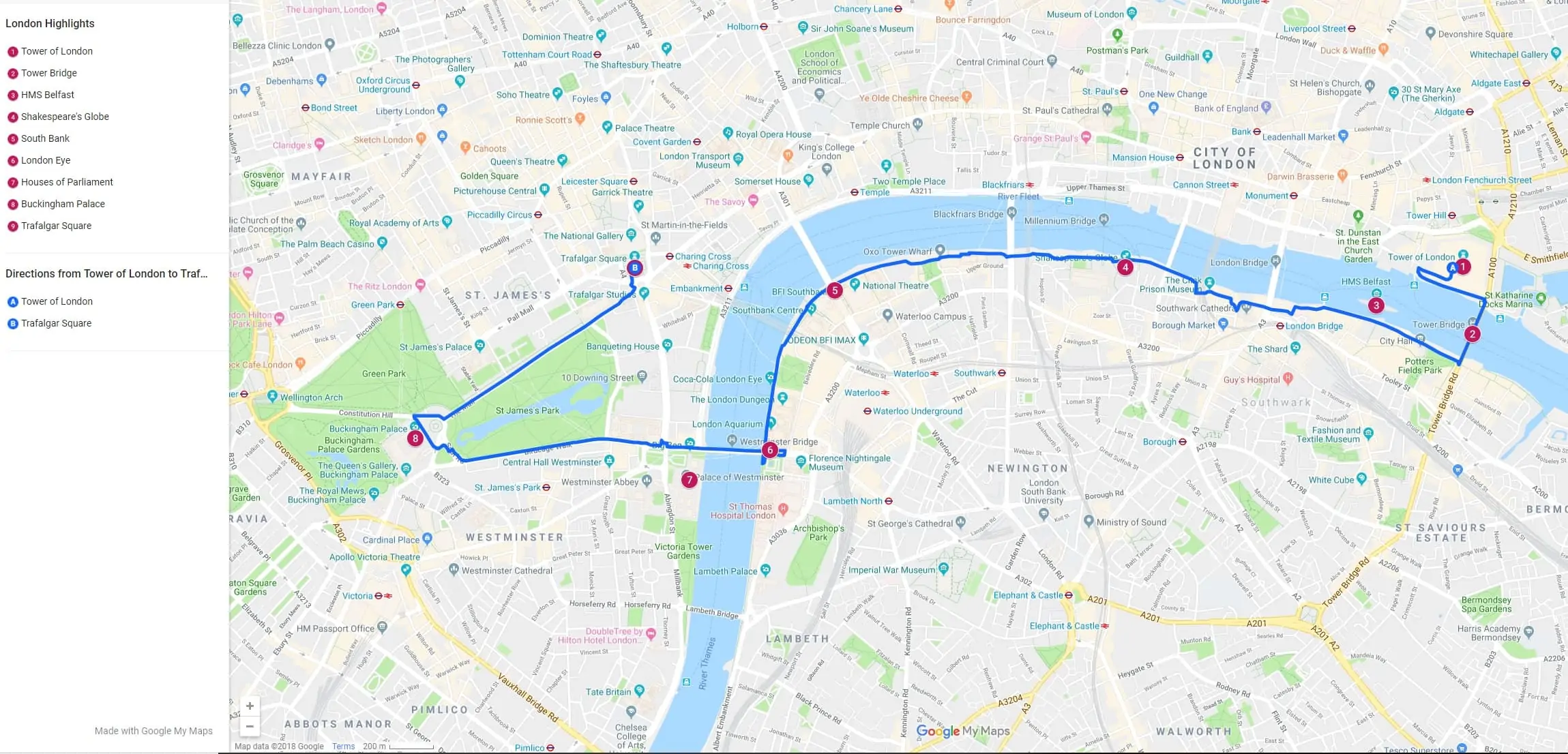 1 day London map
