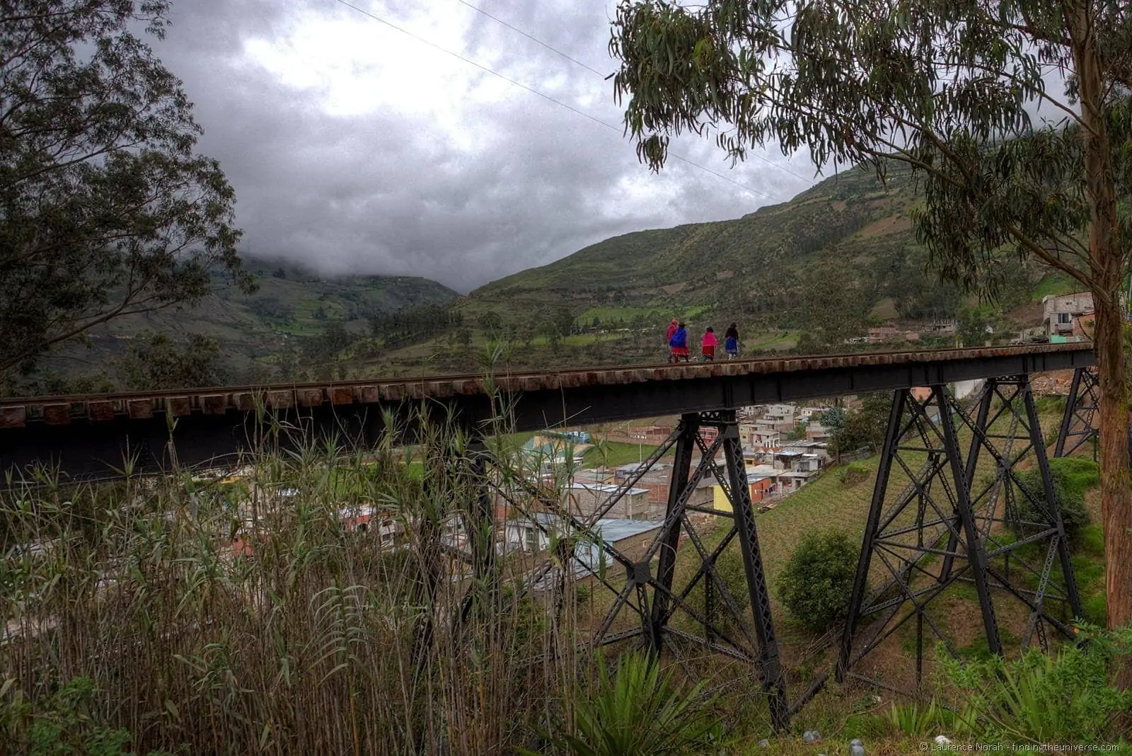 locals walking across el puente negro alausi