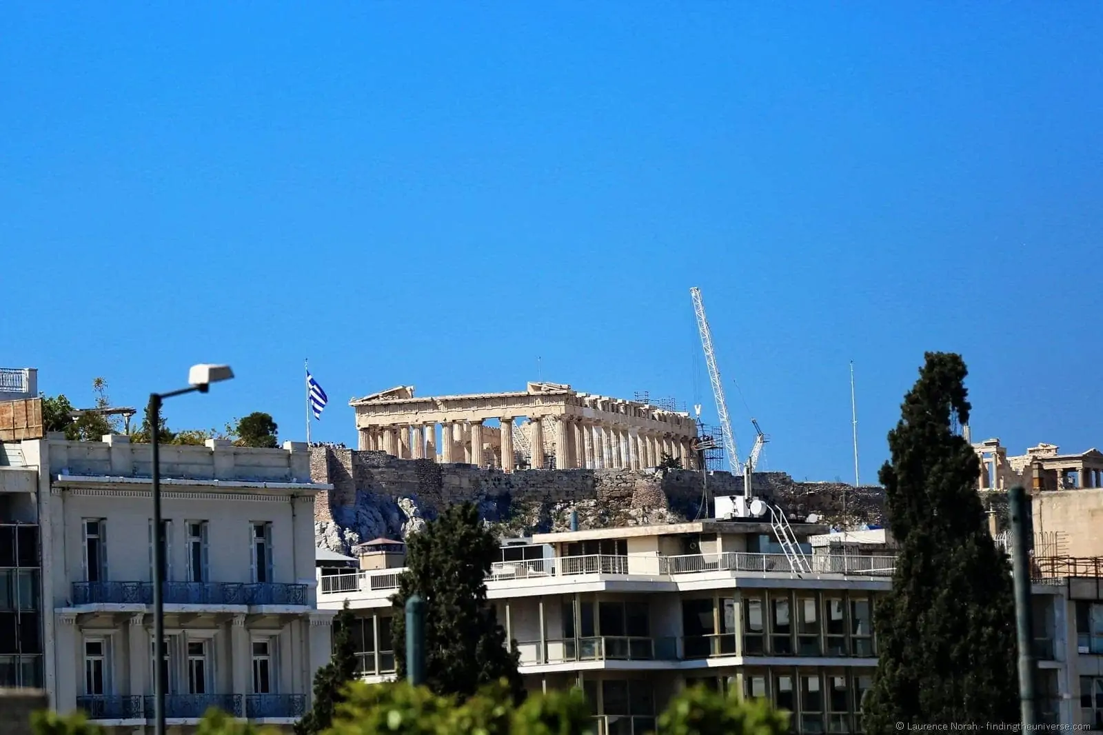 acropolis from the city streets athens