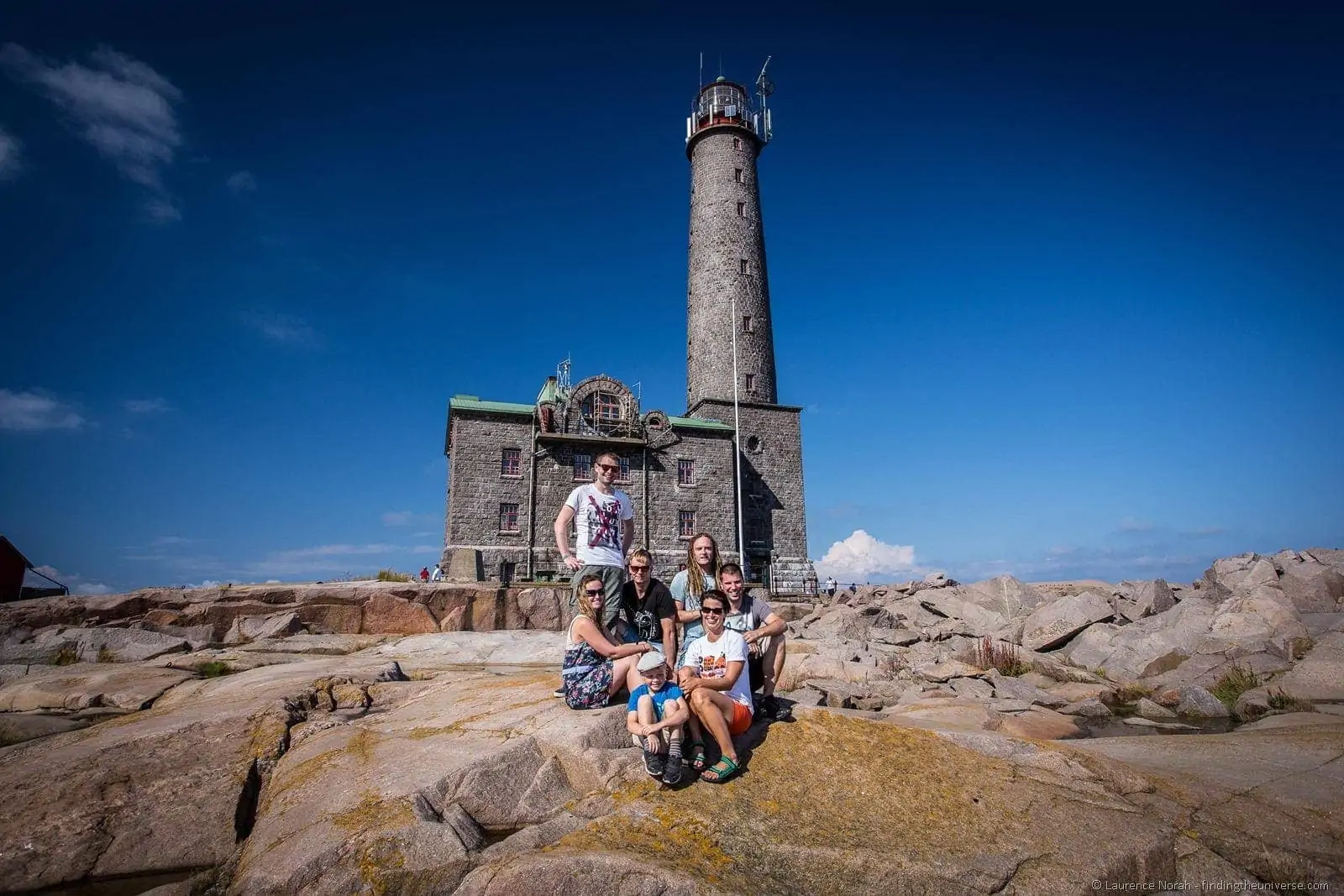 group in front of Bengkstar lighthouse