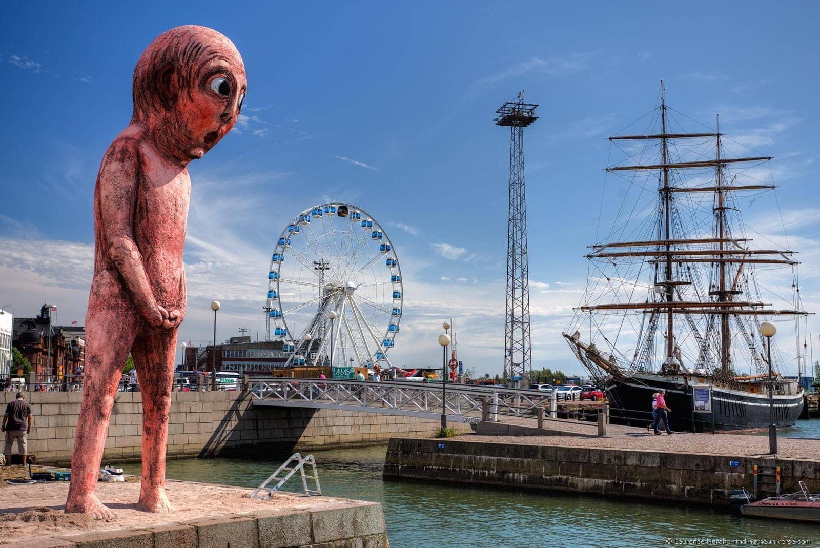 Naked pink man Statue in Helsinki