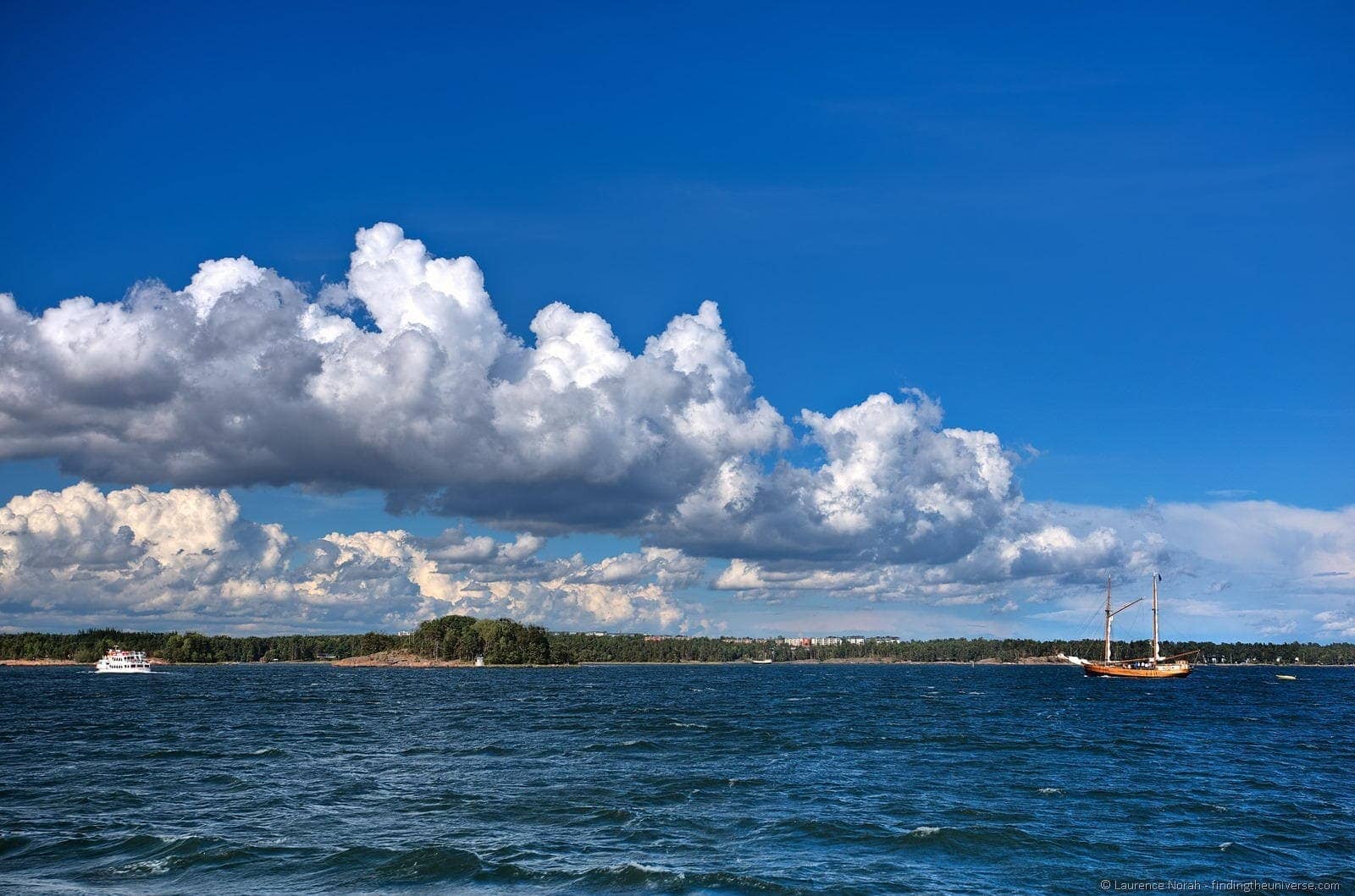 Sailing boat Helsinki Finland sea clouds